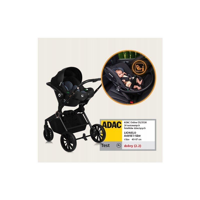 Carucior 3 in 1, Lionelo, Mika Plus, Cadru din aluminiu, Cu landou intarit si salteluta moale, Cu scoica auto testata ADAC, Reversibil, Cu sistem de ventilatie 3D, Cu accesorii, Pana la 22 kg, EN1888- [5]