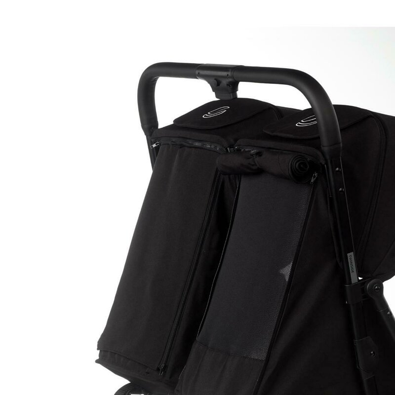 Carucior gemeni pliabil Twinside, Jane, Pliere rapida cu o mana, De la nastere pana la 22 Kg, Cu huse pentru ploaie, Spatare independente, Cu suspensii, Conform cu EN 1888-2:2018+A1:2023, Coal [9]