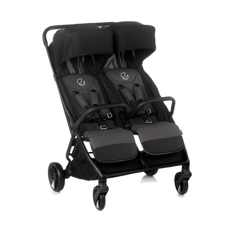 Carucior gemeni pliabil Twinside, Jane, Pliere rapida cu o mana, De la nastere pana la 22 Kg, Cu huse pentru ploaie, Spatare independente, Cu suspensii, Conform cu EN 1888-2:2018+A1:2023, Coal [1]