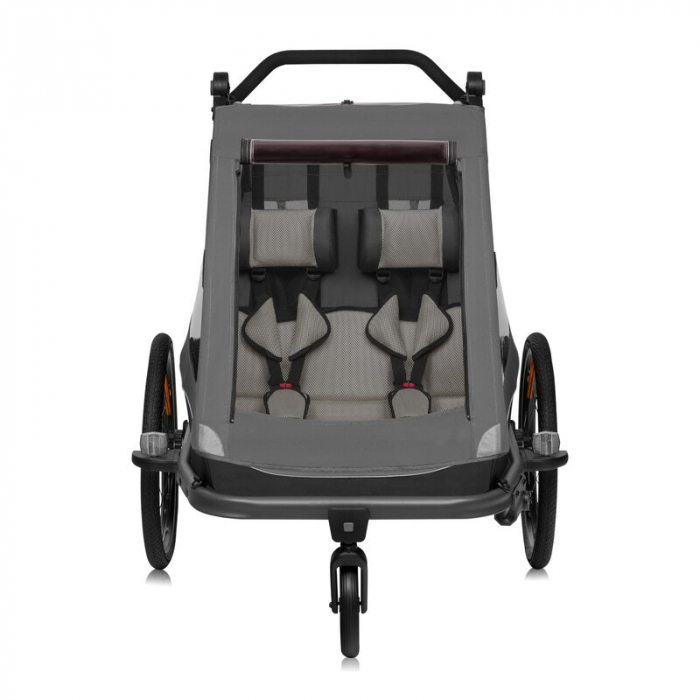 Carucior si remorca de bicicleta, Lionelo, Cama, Multifunctional, Pentru 1 sau 2 copii, Cu sistem de absorbtie a socurilor SIQ, Geamuri cu protectie solara, Negru [13]