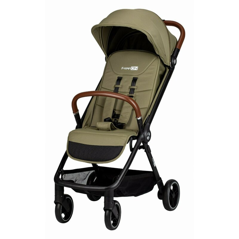 Carucior sport, FreeON, Bold, Pliabil automat, Roti cu suspensii, De la nastere pana la 22 kg, Cu spatar reglabil in 3 pozitii, Green Army [1]