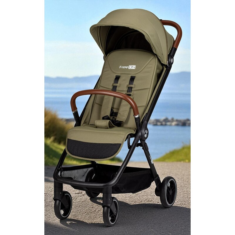 Carucior sport, FreeON, Bold, Pliabil automat, Roti cu suspensii, De la nastere pana la 22 kg, Cu spatar reglabil in 3 pozitii, Green Army [3]