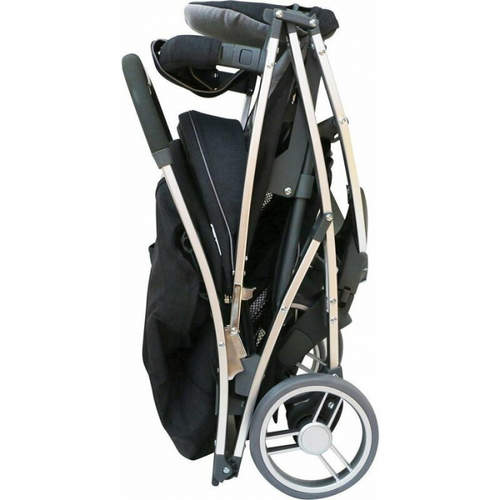 Carucior sport, FreeON, Lux, Pliabil automat, Usor 6.6 Kg, Tehnologie inovatoare One-Hand Folding, De la 6 luni pana la 22 kg, Din aluminiu, Benzi reflectorizante pe capotina, Beige/Black [3]