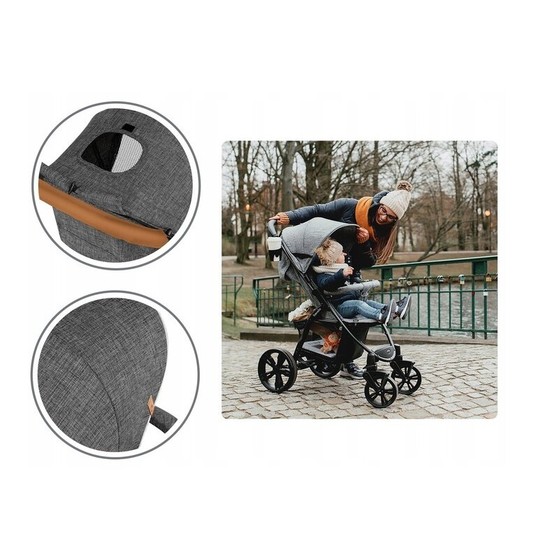 Carucior sport, Lionelo, Annet Plus, De la nastere, Cu accesorii si capotina XXL reglabila, 0 - 22 Kg, Conform cu standardele europene de securitate EN1888-1 si EN1888-2, Gri [25]
