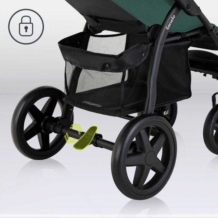 Carucior sport, Lionelo, Annet Plus, De la nastere, Cu accesorii si capotina XXL reglabila, 0 - 22 Kg, Conform cu standardele europene de securitate EN1888-1 si EN1888-2, Verde [20]