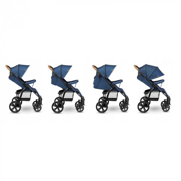 Carucior sport, Lionelo, Annet Plus, De la nastere, Cu accesorii si capotina XXL reglabila, 0 - 22 Kg, Conform cu standardele europene de securitate EN1888-1 si EN1888-2, Albastru Denim [7]