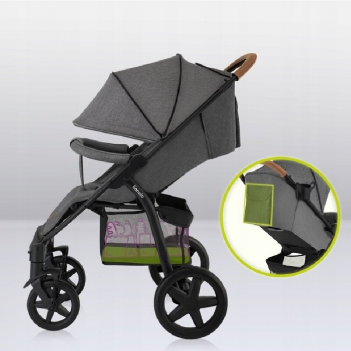 Carucior sport, Lionelo, Annet Plus, De la nastere, Cu accesorii si capotina XXL reglabila, 0 - 22 Kg, Conform cu standardele europene de securitate EN1888-1 si EN1888-2, Gri Caramel [23]