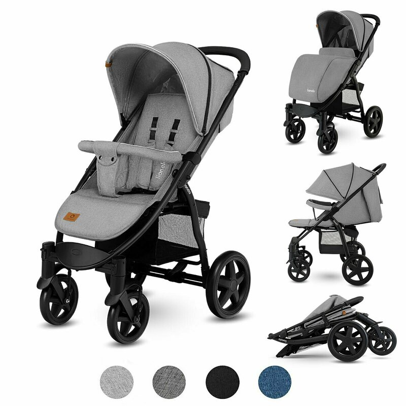 Carucior sport, Lionelo, Annet Plus, De la nastere, Cu accesorii si capotina XXL reglabila, 0 - 22 Kg, Conform cu standardele europene de securitate EN1888-1 si EN1888-2, Gri [3]