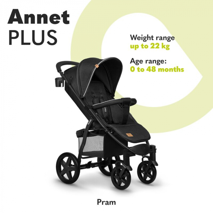 Carucior sport, Lionelo, Annet Plus, De la nastere, Cu accesorii si capotina XXL reglabila, 0 - 22 Kg, Conform cu standardele europene de securitate EN1888-1 si EN1888-2, Verde [30]
