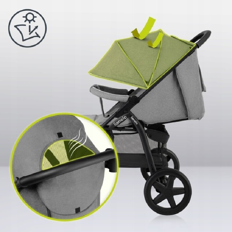 Carucior sport, Lionelo, Annet Plus, De la nastere, Cu accesorii si capotina XXL reglabila, 0 - 22 Kg, Conform cu standardele europene de securitate EN1888-1 si EN1888-2, Gri [27]