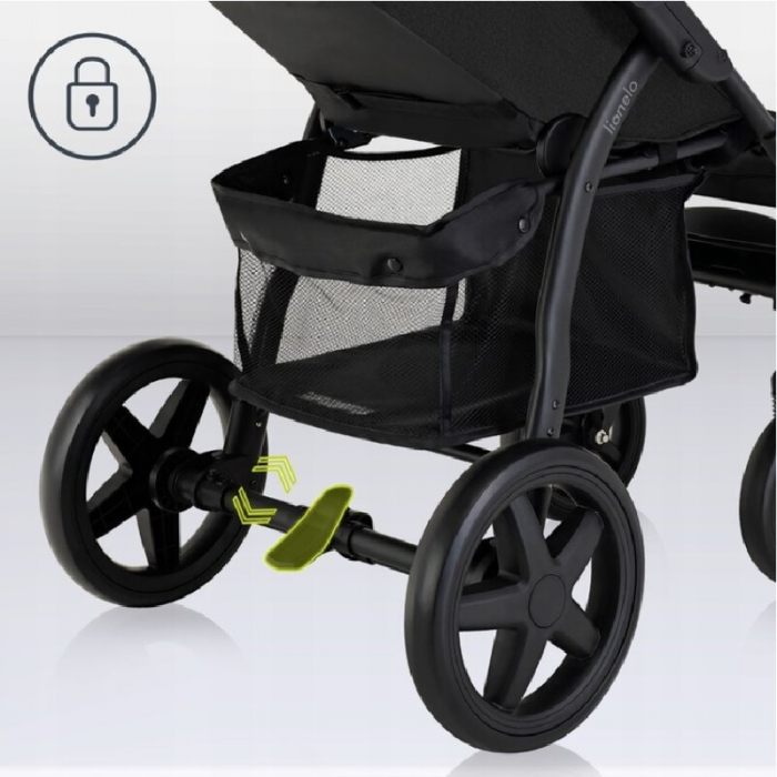 Carucior sport, Lionelo, Annet Plus, De la nastere, Cu accesorii si capotina XXL reglabila, 0 - 22 Kg, Conform cu standardele europene de securitate EN1888-1 si EN1888-2, Negru [25]