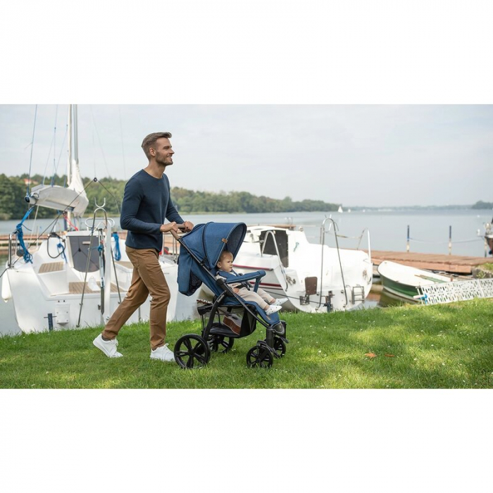 Carucior sport, Lionelo, Annet Plus, De la nastere, Cu accesorii si capotina XXL reglabila, 0 - 22 Kg, Conform cu standardele europene de securitate EN1888-1 si EN1888-2, Albastru Denim [22]