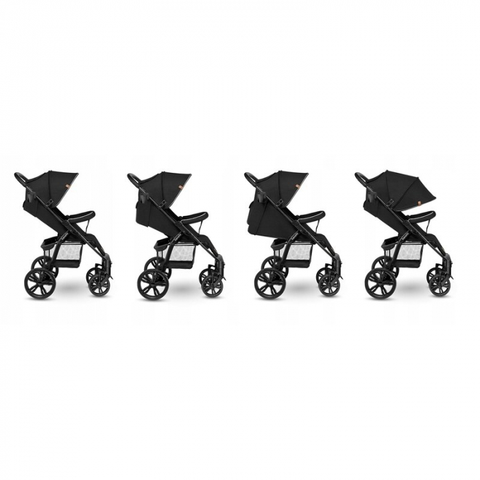 Carucior sport, Lionelo, Annet Plus, De la nastere, Cu accesorii si capotina XXL reglabila, 0 - 22 Kg, Conform cu standardele europene de securitate EN1888-1 si EN1888-2, Negru [9]