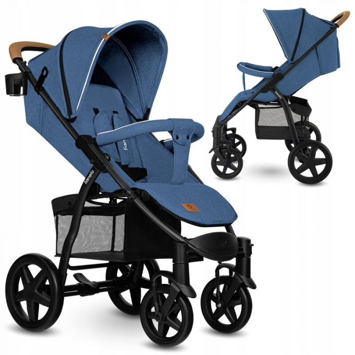 Carucior sport, Lionelo, Annet Plus, De la nastere, Cu accesorii si capotina XXL reglabila, 0 - 22 Kg, Conform cu standardele europene de securitate EN1888-1 si EN1888-2, Albastru Denim [21]