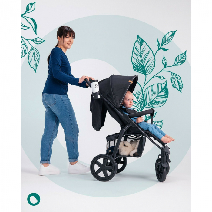 Carucior sport, Lionelo, Annet Plus, De la nastere, Cu accesorii si capotina XXL reglabila, 0 - 22 Kg, Conform cu standardele europene de securitate EN1888-1 si EN1888-2, Negru [15]