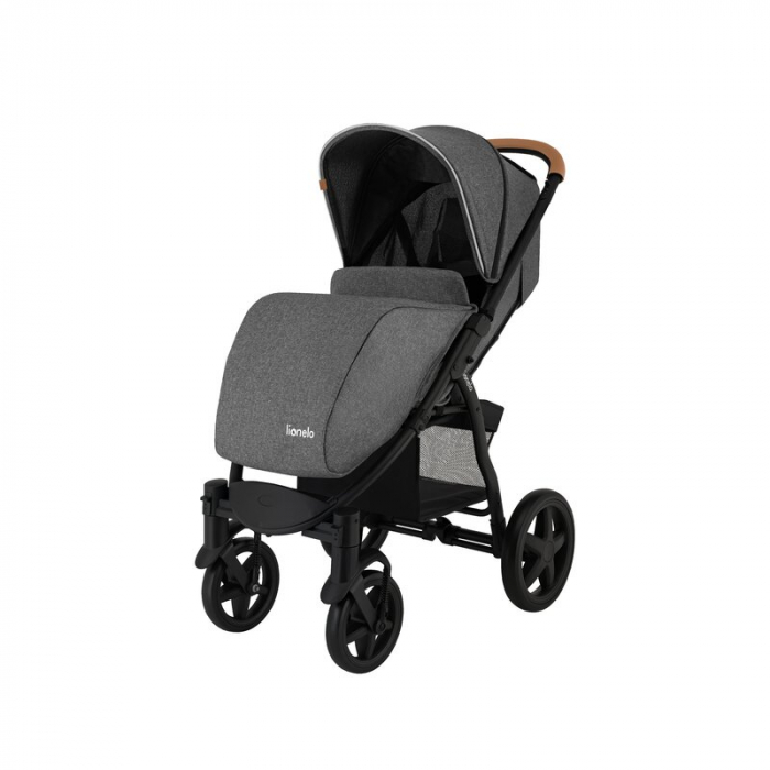 Carucior sport, Lionelo, Annet Plus, De la nastere, Cu accesorii si capotina XXL reglabila, 0 - 22 Kg, Conform cu standardele europene de securitate EN1888-1 si EN1888-2, Gri Caramel [7]