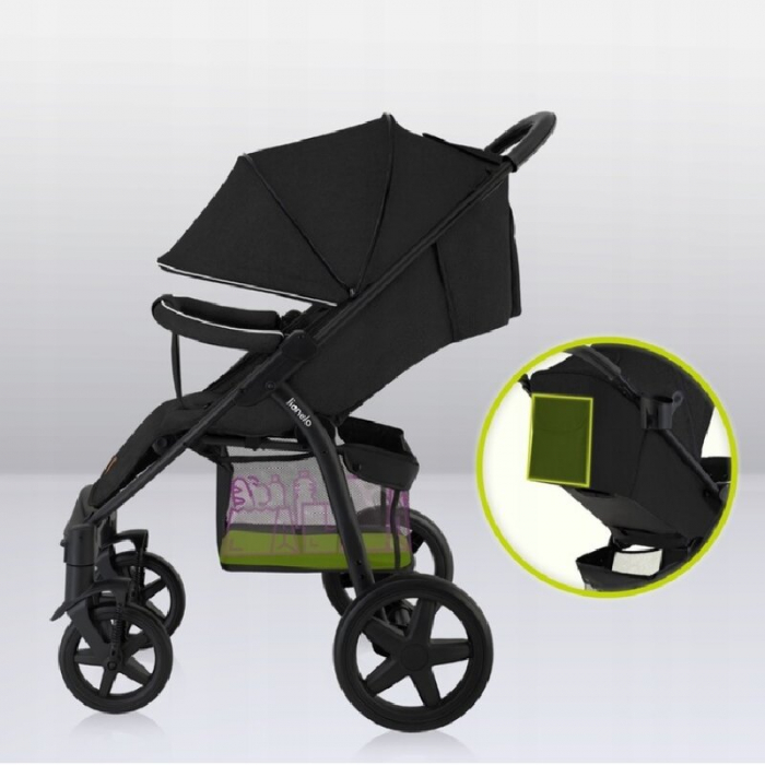 Carucior sport, Lionelo, Annet Plus, De la nastere, Cu accesorii si capotina XXL reglabila, 0 - 22 Kg, Conform cu standardele europene de securitate EN1888-1 si EN1888-2, Negru [26]