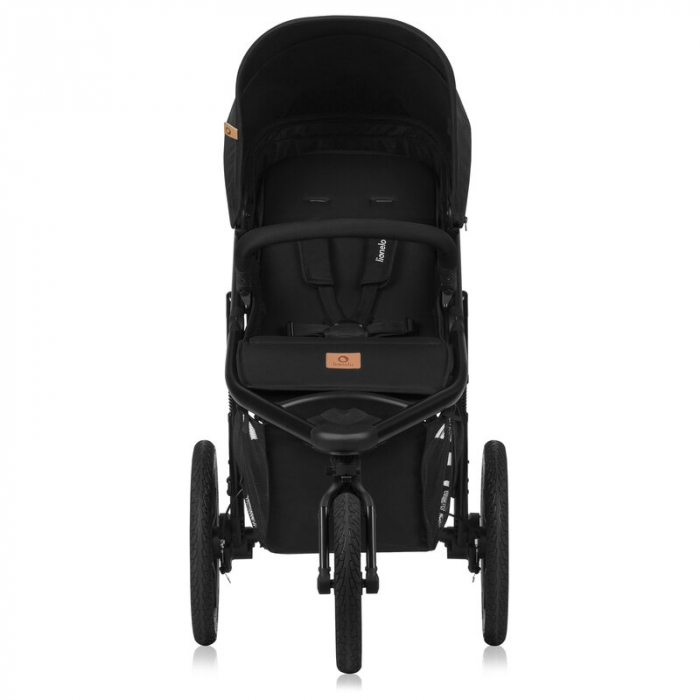 Carucior sport, Lionelo, Azura, Cu 3 roti, Cu baldachin XXL impermeabil, Pliere compacta, Pana la 22 kg, 6-48 luni, Conform cu standardele europene de securitate EN1888-1 si EN1888-2, Negru [12]