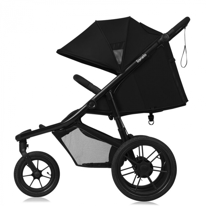 Carucior sport, Lionelo, Azura, Cu 3 roti, Cu baldachin XXL impermeabil, Pliere compacta, Pana la 22 kg, 6-48 luni, Conform cu standardele europene de securitate EN1888-1 si EN1888-2, Negru [6]