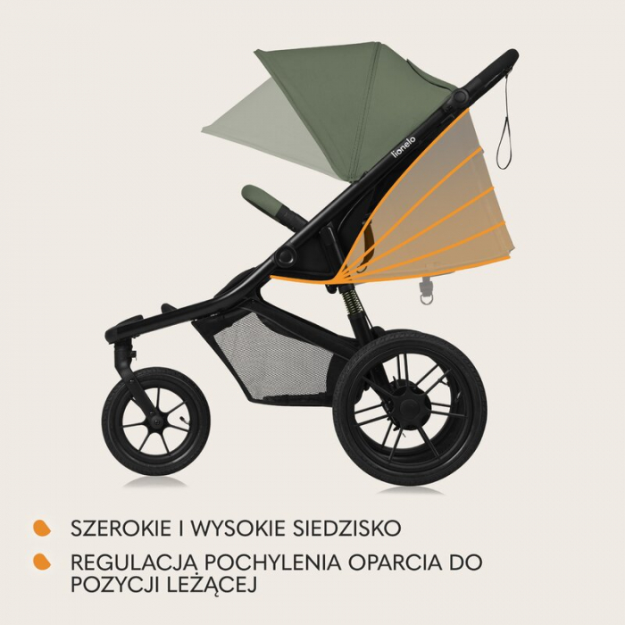 Carucior sport, Lionelo, Azura, Cu 3 roti, Cu baldachin XXL impermeabil, Pliere compacta, Pana la 22 kg, 6-48 luni, Conform cu standardele europene de securitate EN1888-1 si EN1888-2, Verde [35]