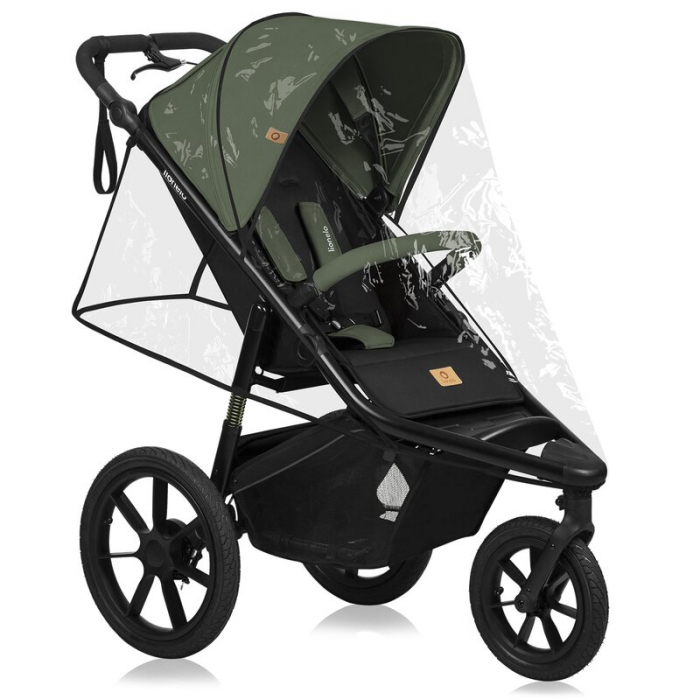 Carucior sport, Lionelo, Azura, Cu 3 roti, Cu baldachin XXL impermeabil, Pliere compacta, Pana la 22 kg, 6-48 luni, Conform cu standardele europene de securitate EN1888-1 si EN1888-2, Verde [31]