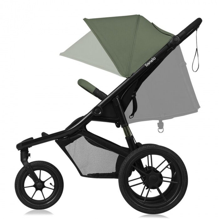Carucior sport, Lionelo, Azura, Cu 3 roti, Cu baldachin XXL impermeabil, Pliere compacta, Pana la 22 kg, 6-48 luni, Conform cu standardele europene de securitate EN1888-1 si EN1888-2, Verde [7]