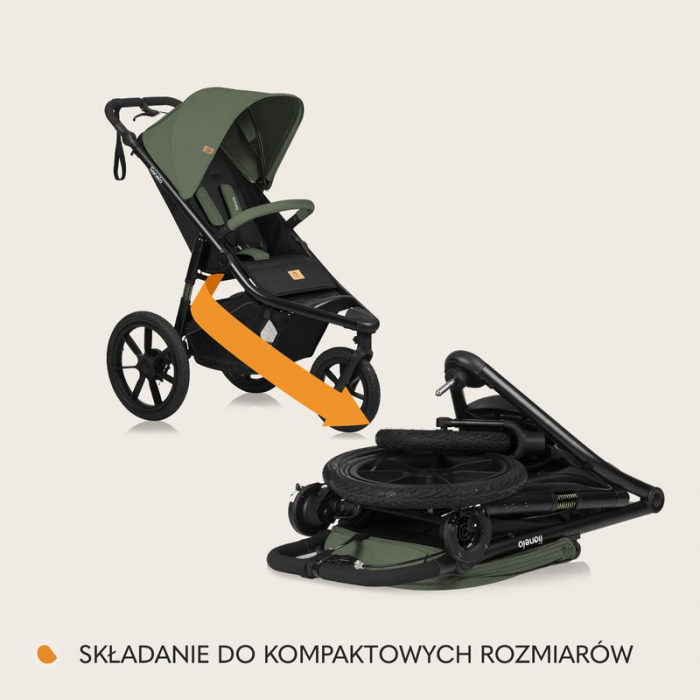 Carucior sport, Lionelo, Azura, Cu 3 roti, Cu baldachin XXL impermeabil, Pliere compacta, Pana la 22 kg, 6-48 luni, Conform cu standardele europene de securitate EN1888-1 si EN1888-2, Verde [33]