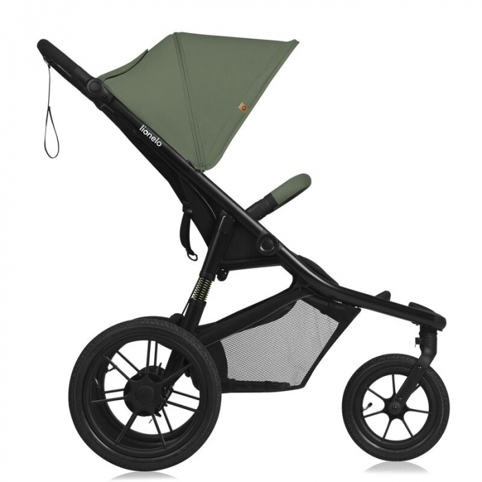 Carucior sport, Lionelo, Azura, Cu 3 roti, Cu baldachin XXL impermeabil, Pliere compacta, Pana la 22 kg, 6-48 luni, Conform cu standardele europene de securitate EN1888-1 si EN1888-2, Verde [8]