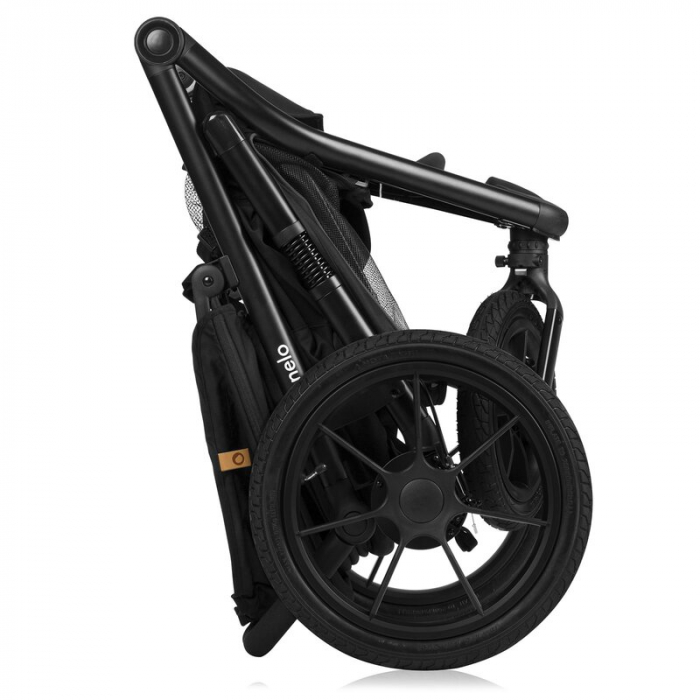 Carucior sport, Lionelo, Azura, Cu 3 roti, Cu baldachin XXL impermeabil, Pliere compacta, Pana la 22 kg, 6-48 luni, Conform cu standardele europene de securitate EN1888-1 si EN1888-2, Negru [26]