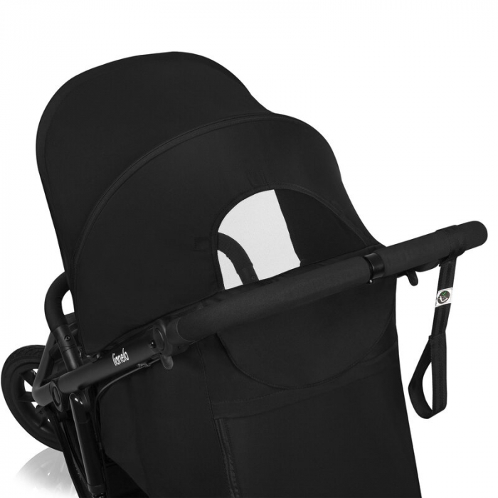 Carucior sport, Lionelo, Azura, Cu 3 roti, Cu baldachin XXL impermeabil, Pliere compacta, Pana la 22 kg, 6-48 luni, Conform cu standardele europene de securitate EN1888-1 si EN1888-2, Negru [16]