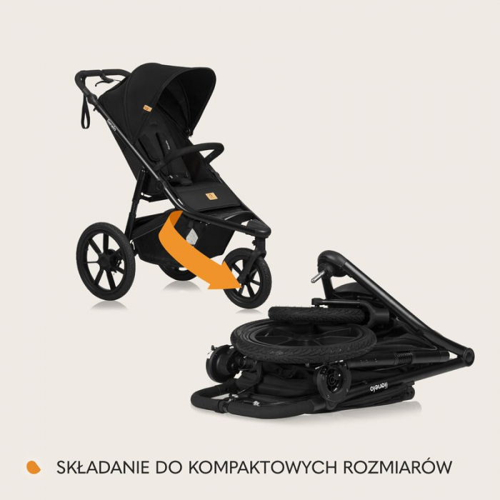 Carucior sport, Lionelo, Azura, Cu 3 roti, Cu baldachin XXL impermeabil, Pliere compacta, Pana la 22 kg, 6-48 luni, Conform cu standardele europene de securitate EN1888-1 si EN1888-2, Negru [33]