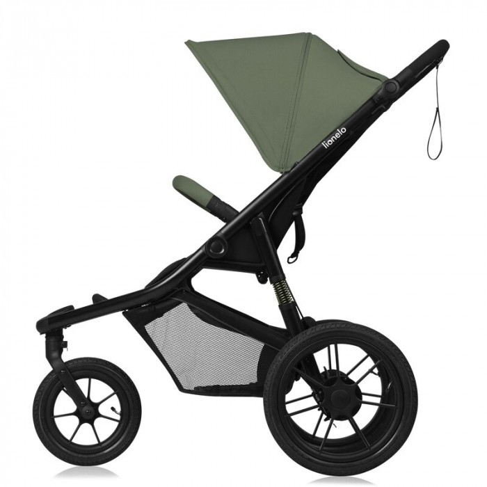 Carucior sport, Lionelo, Azura, Cu 3 roti, Cu baldachin XXL impermeabil, Pliere compacta, Pana la 22 kg, 6-48 luni, Conform cu standardele europene de securitate EN1888-1 si EN1888-2, Verde [4]
