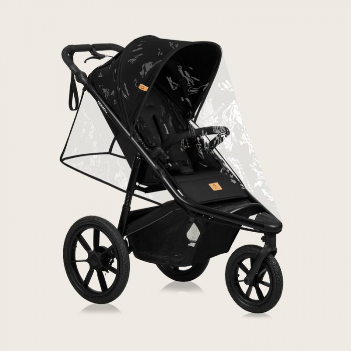 Carucior sport, Lionelo, Azura, Cu 3 roti, Cu baldachin XXL impermeabil, Pliere compacta, Pana la 22 kg, 6-48 luni, Conform cu standardele europene de securitate EN1888-1 si EN1888-2, Negru [41]
