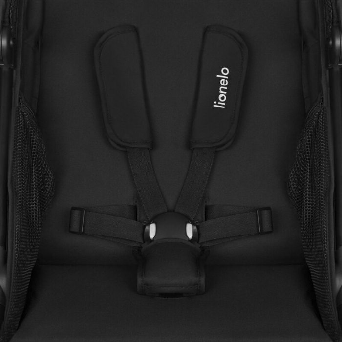 Carucior sport, Lionelo, Azura, Cu 3 roti, Cu baldachin XXL impermeabil, Pliere compacta, Pana la 22 kg, 6-48 luni, Conform cu standardele europene de securitate EN1888-1 si EN1888-2, Negru [13]