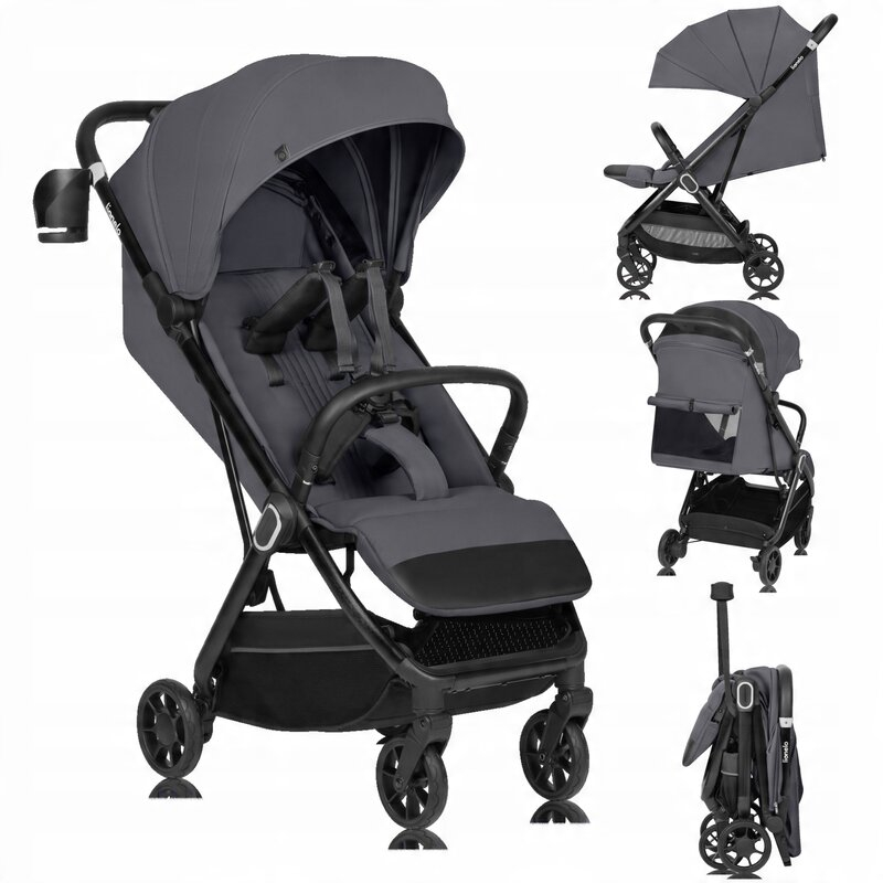 Carucior sport, Lionelo, Bess, Greutate redusa - 7.5 kg, Sustine 22 kg, 6 luni+, Capotina impermeabila, Protectie SPF 50+, Include suport sticla, Pliere cu o singura mana, Compact, Maner pentru transp [4]
