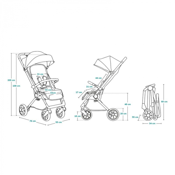 Carucior sport, Lionelo, Cloe, Cu accesorii, Cadru din aluminiu, Pana la 22 kg, Usor, Pliere compacta pentru avion, cu o singura mana, Ideal pentru toate tipurile de suprafete, 6 luni+, Black Onyx [22]