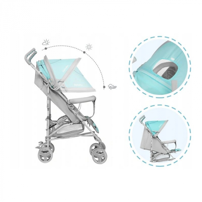 Carucior sport, Lionelo, Elia Tropical, Cu plasa de tantari, Conform cu standardul european de securitate EN1888-1, Turcoaz [13]