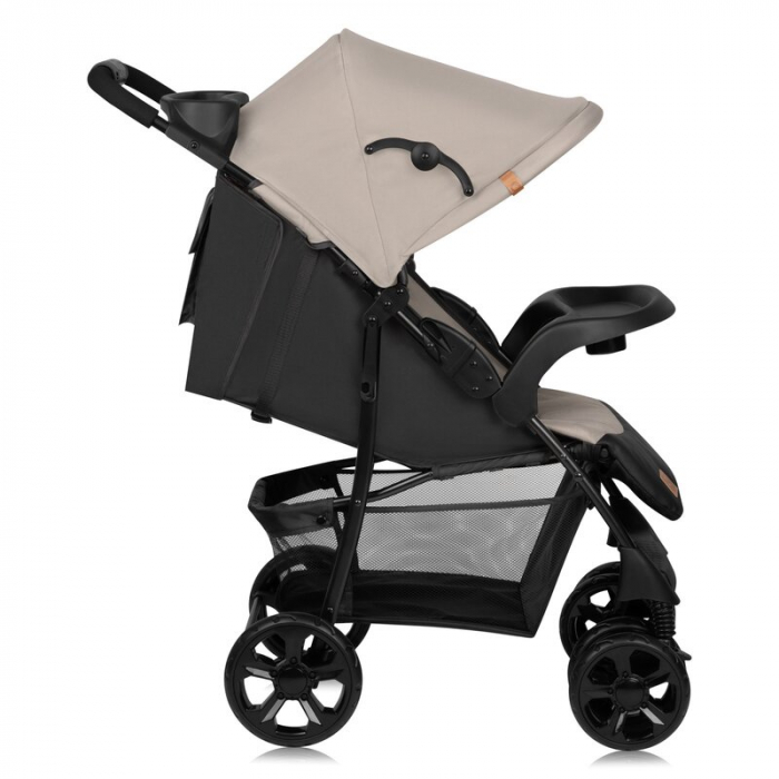 Carucior sport, Lionelo, Emma Plus, Cu tavita, 2 Suporturi pentru pahar, Geanta accesorii, Conform cu standardul european de securitate EN1888-1, Bej [6]