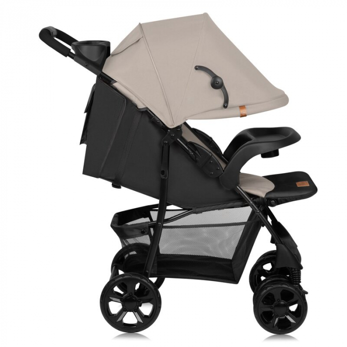 Carucior sport, Lionelo, Emma Plus, Cu tavita, 2 Suporturi pentru pahar, Geanta accesorii, Conform cu standardul european de securitate EN1888-1, Bej [5]