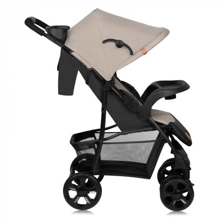 Carucior sport, Lionelo, Emma Plus, Cu tavita, 2 Suporturi pentru pahar, Geanta accesorii, Conform cu standardul european de securitate EN1888-1, Bej [3]