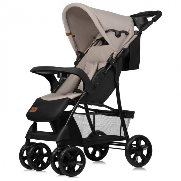 Carucior sport, Lionelo, Emma Plus, Cu tavita, 2 Suporturi pentru pahar, Geanta accesorii, Conform cu standardul european de securitate EN1888-1, Bej [17]