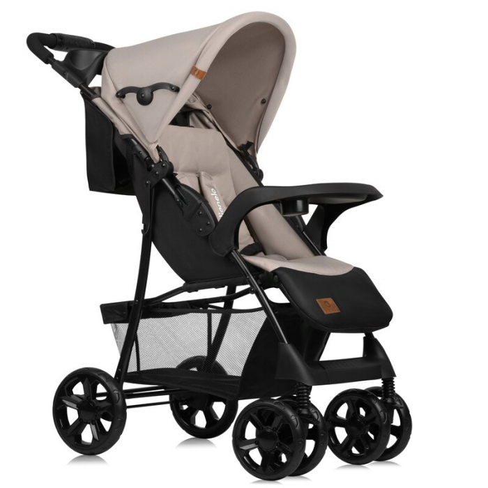 Carucior sport, Lionelo, Emma Plus, Cu tavita, 2 Suporturi pentru pahar, Geanta accesorii, Conform cu standardul european de securitate EN1888-1, Bej [9]