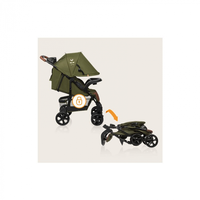 Carucior sport, Lionelo, Emma Plus, Cu tavita, 2 Suporturi pentru pahar, Geanta accesorii, Conform cu standardul european de securitate EN1888-1, Forest Green [22]