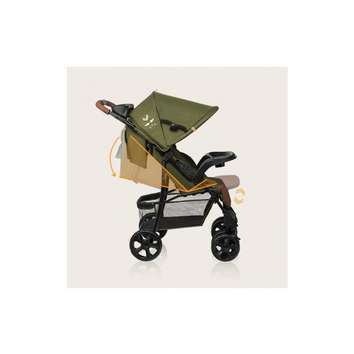 Carucior sport, Lionelo, Emma Plus, Cu tavita, 2 Suporturi pentru pahar, Geanta accesorii, Conform cu standardul european de securitate EN1888-1, Forest Green [20]
