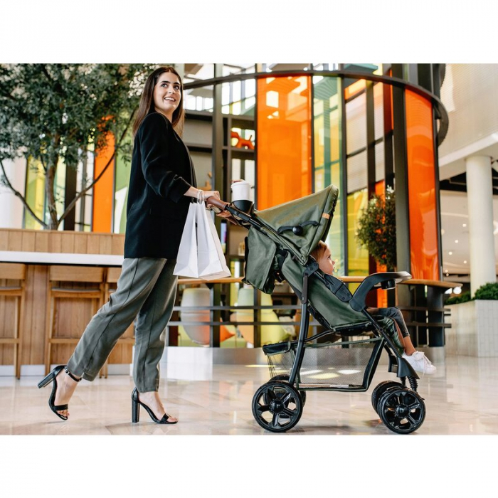 Carucior sport, Lionelo, Emma Plus, Cu tavita, 2 Suporturi pentru pahar, Geanta accesorii, Conform cu standardul european de securitate EN1888-1, Forest Green [17]
