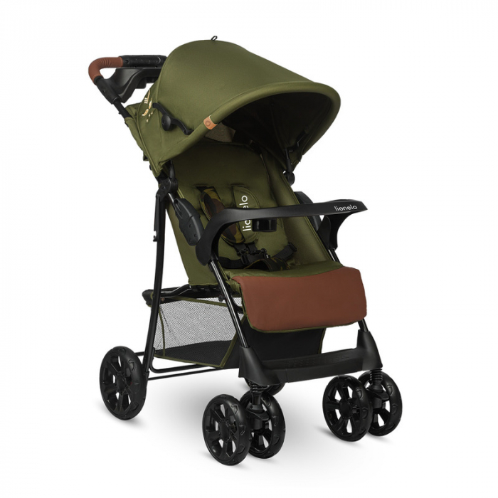 Carucior sport, Lionelo, Emma Plus, Cu tavita, 2 Suporturi pentru pahar, Geanta accesorii, Conform cu standardul european de securitate EN1888-1, Forest Green [1]