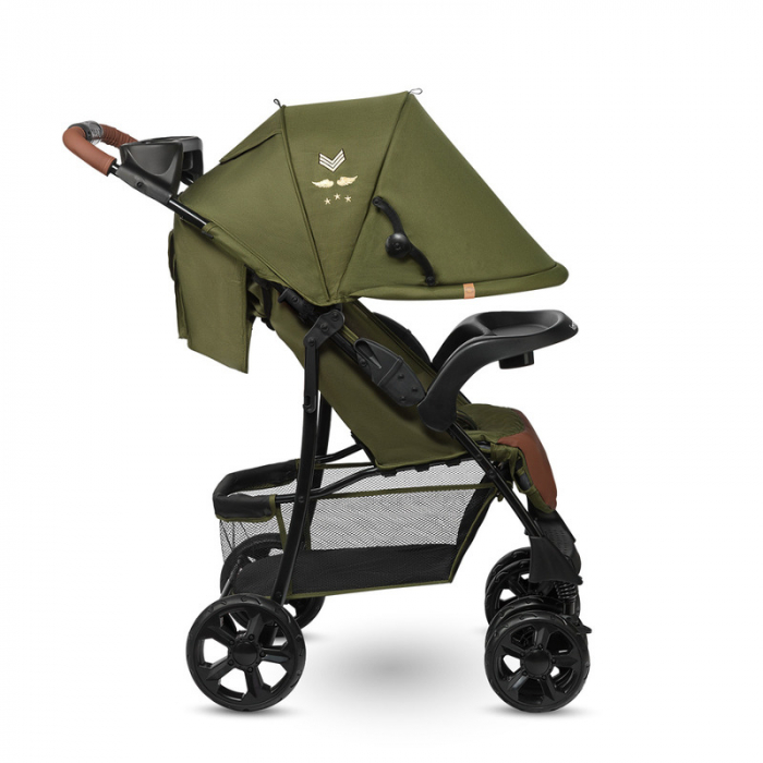 Carucior sport, Lionelo, Emma Plus, Cu tavita, 2 Suporturi pentru pahar, Geanta accesorii, Conform cu standardul european de securitate EN1888-1, Forest Green [6]