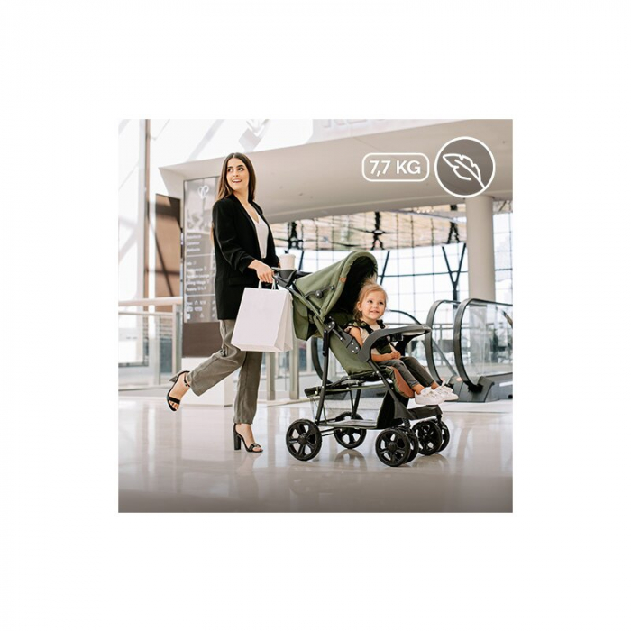 Carucior sport, Lionelo, Emma Plus, Cu tavita, 2 Suporturi pentru pahar, Geanta accesorii, Conform cu standardul european de securitate EN1888-1, Forest Green [21]