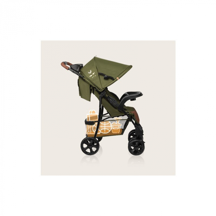 Carucior sport, Lionelo, Emma Plus, Cu tavita, 2 Suporturi pentru pahar, Geanta accesorii, Conform cu standardul european de securitate EN1888-1, Forest Green [19]