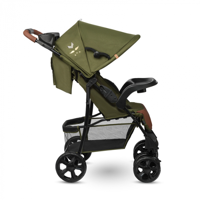 Carucior sport, Lionelo, Emma Plus, Cu tavita, 2 Suporturi pentru pahar, Geanta accesorii, Conform cu standardul european de securitate EN1888-1, Forest Green [5]